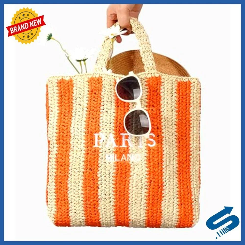 Woven Straw Tote Bag Boho Chic Summer Beach Hobo Shoulder Bag Travel